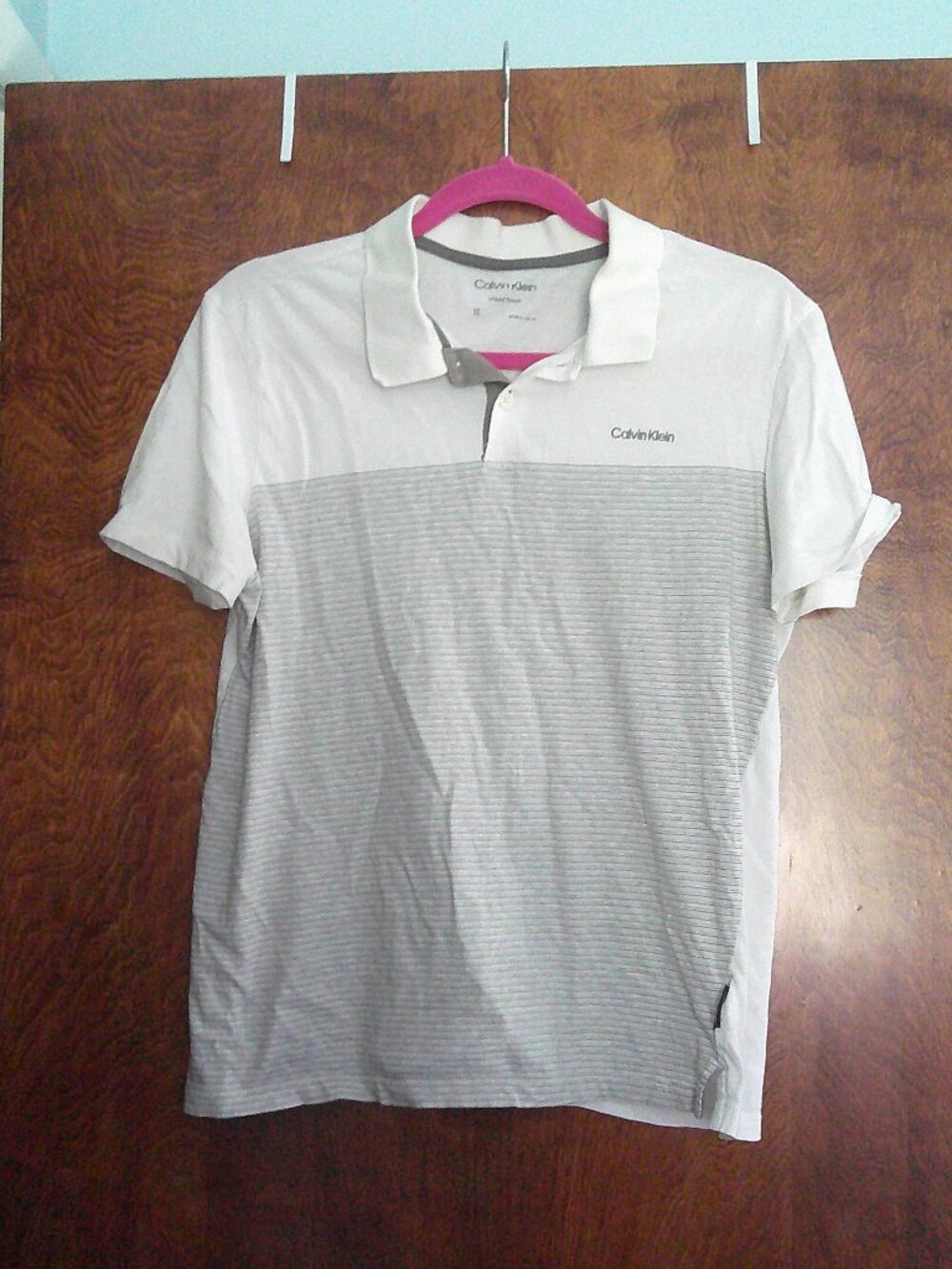 Calvin Klein men's S white and gray polo Liquid Touch top
